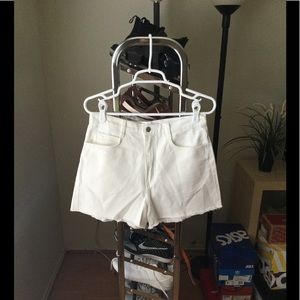 American Apparel White Denim High Waist Shorts